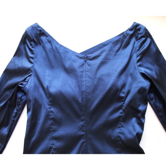 Talbot Runhof Komoe3 Cocktail Dress / Size 88 / Size 38 / Navy Blue Gathered - Picture 8 of 12